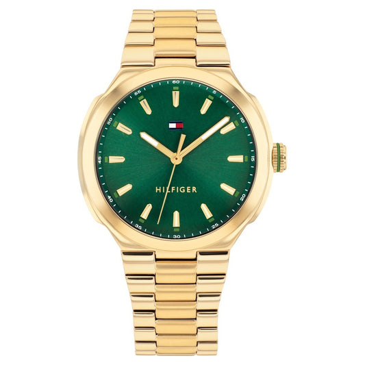 Tommy Hilfiger Quartz Analog Green Dial Golden Stainless Steel Strap Watch For Women