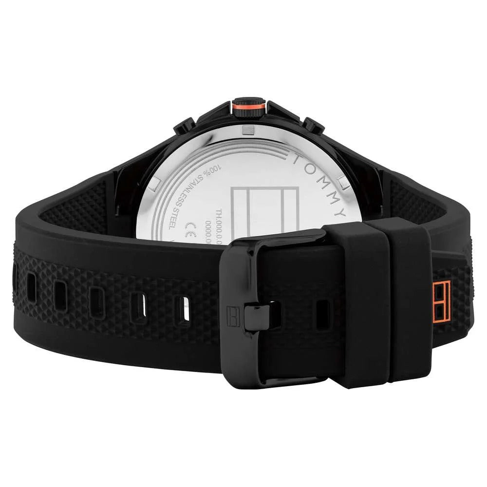 Tommy Hilfiger Black Dial Black Colour Silicone Strap Watch for Men