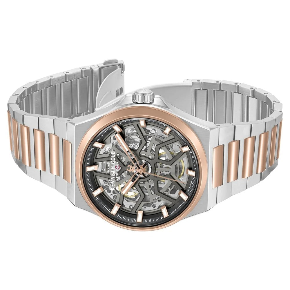 Kenneth Cole Automatic Grey Dial Two Toned Stainless Steel Strap Watch For Men