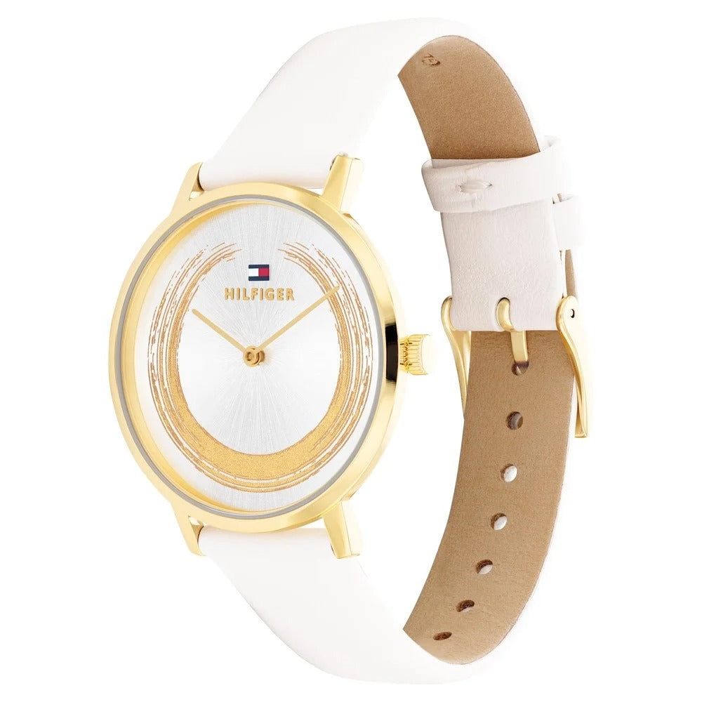 Tommy Hilfiger Quartz Multifunction Silver Dial Leather Strap Watch for Women