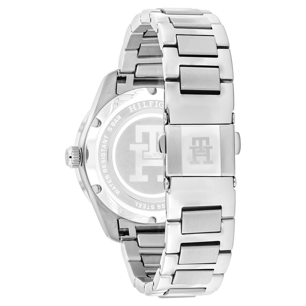 Tommy Hilfiger Quartz Analog Purple Dial Silver Stainless Steel Strap Watch For Women