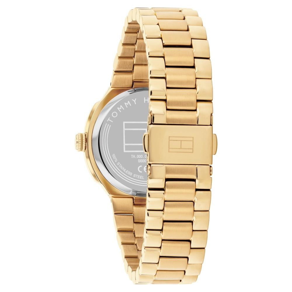 Tommy Hilfiger Quartz Analog White Dial Golden Stainless Steel Strap Watch For Men