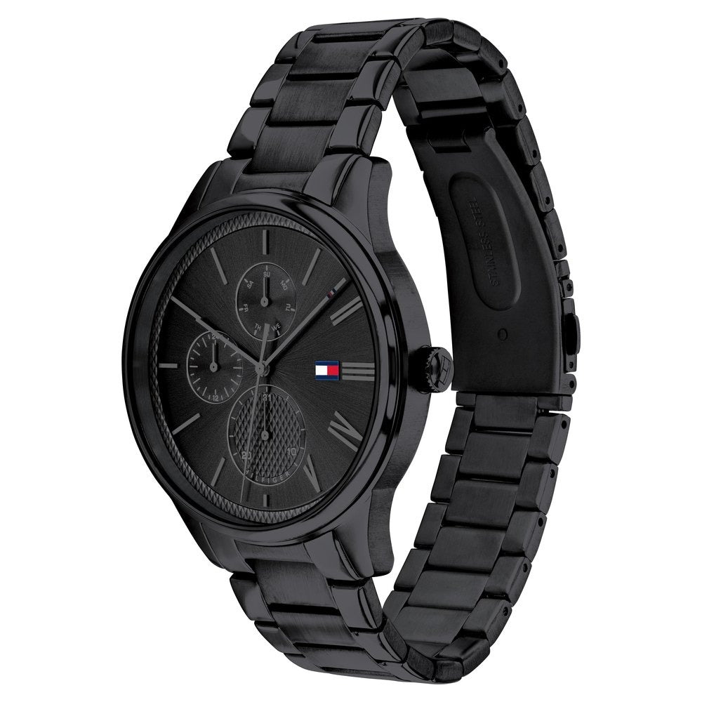 Tommy Hilfiger Multifunction Black Dial Stainless Steel Strap Watch For Men