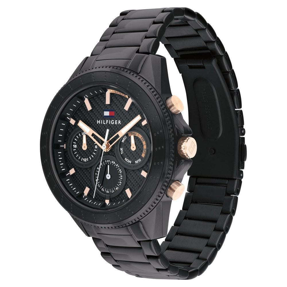 Tommy Hilfiger Quartz Multifunction Black Dial Stainless Steel Strap Watch for Men