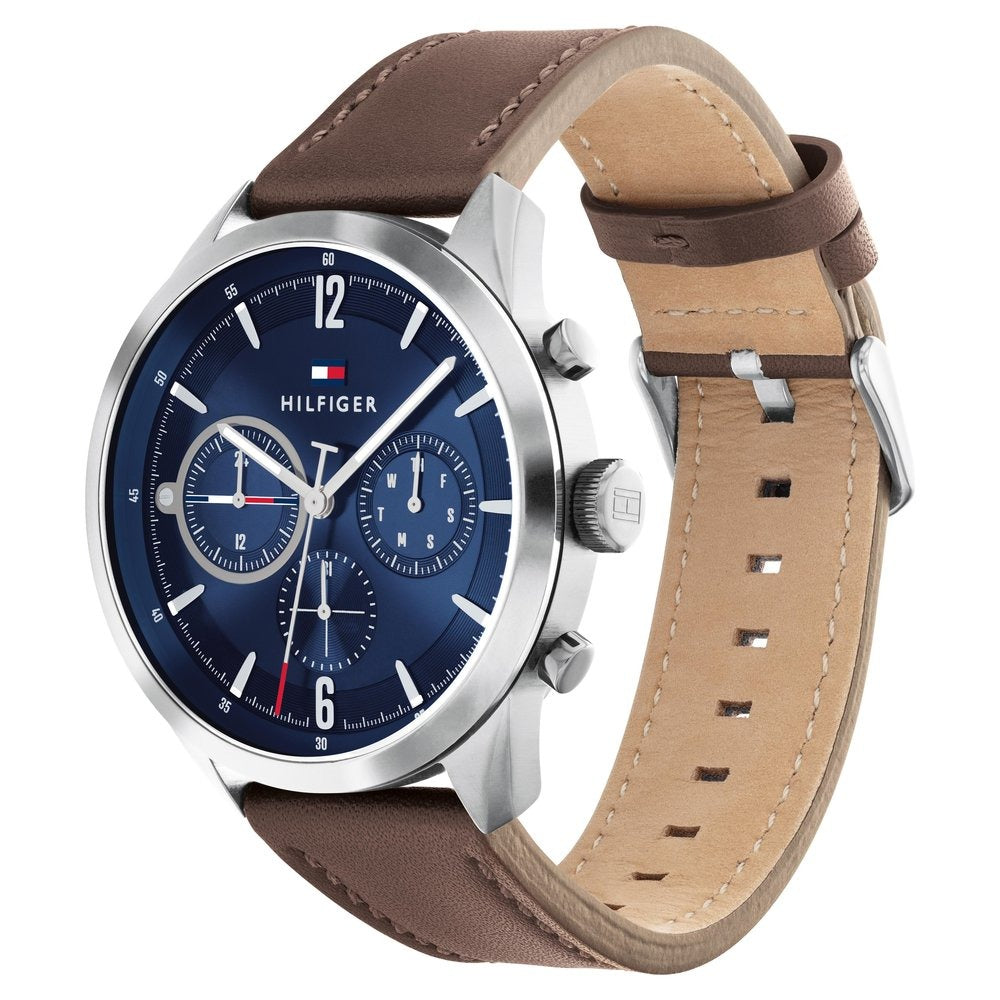 Tommy Hilfiger Blue Dial Leather Strap Watch for Men