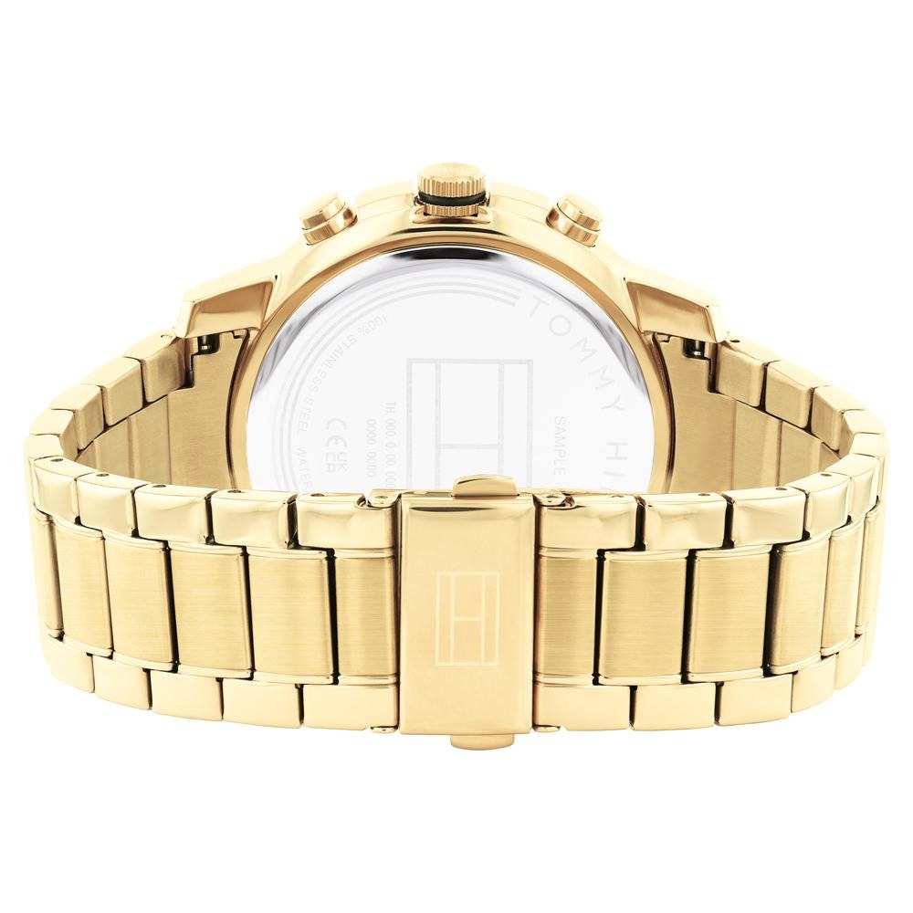 Tommy Hilfiger Multifunction Black Round Dial Golden Stainless Steel Strap Watch For Men