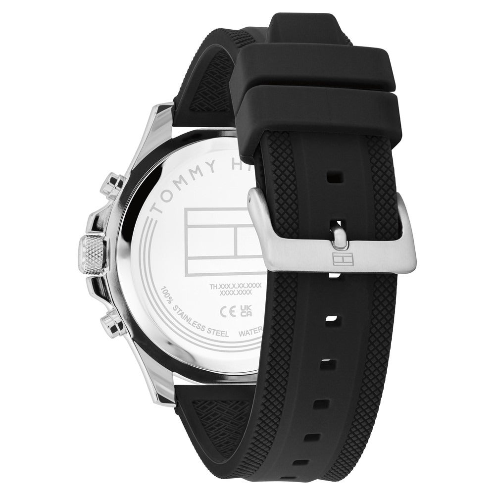 Tommy Hilfiger Quartz Multifunction Black Dial Black Silicone Strap Watch for Men