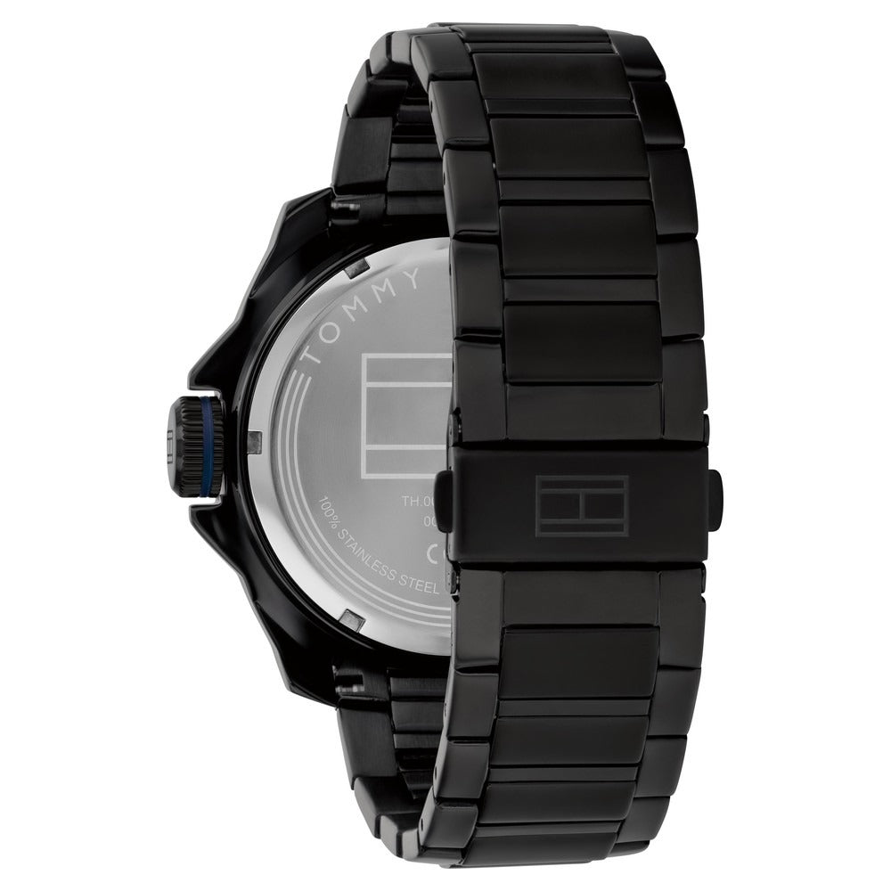 Tommy Hilfiger Quartz Analog with Date Blue Dial Black Stainless Steel Strap Watch for Men
