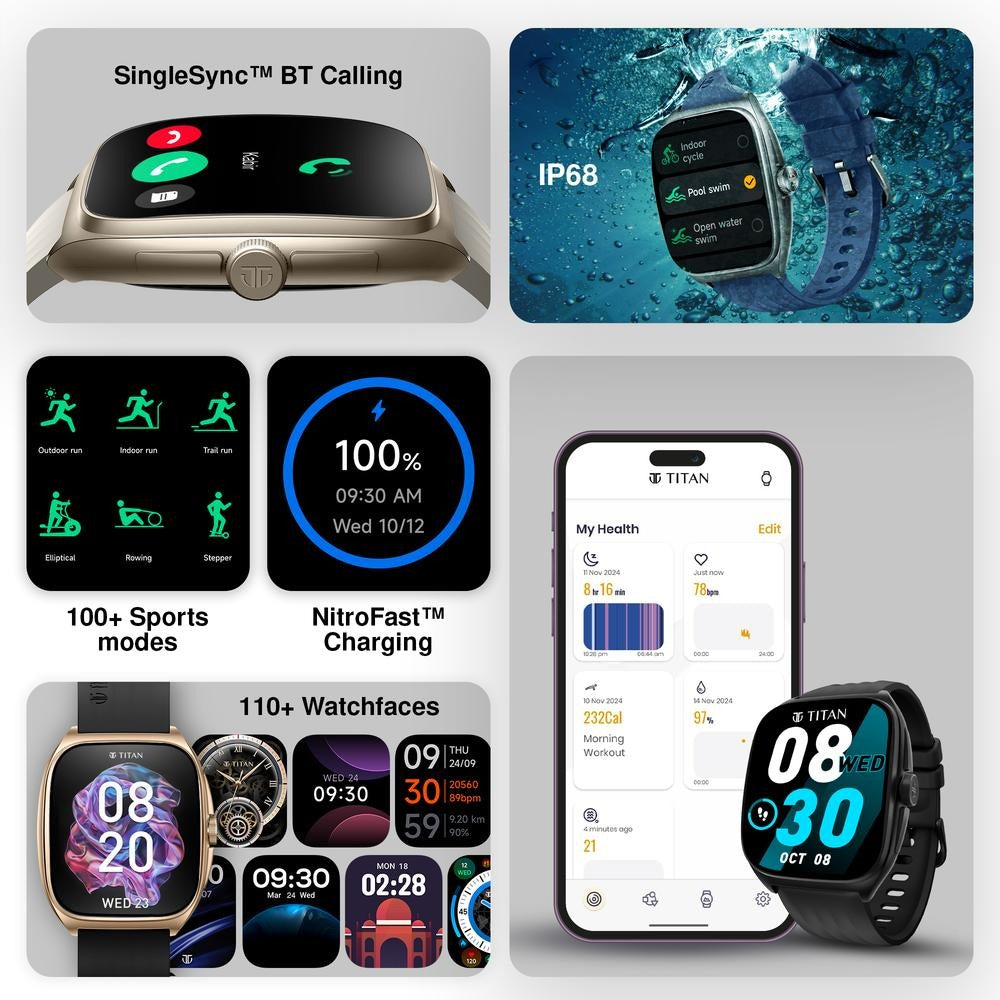 Titan Evolution 4.6 cm Curved AMOLED Display, 390x450 Resolution, Cutting Edge Design Aluminium Case