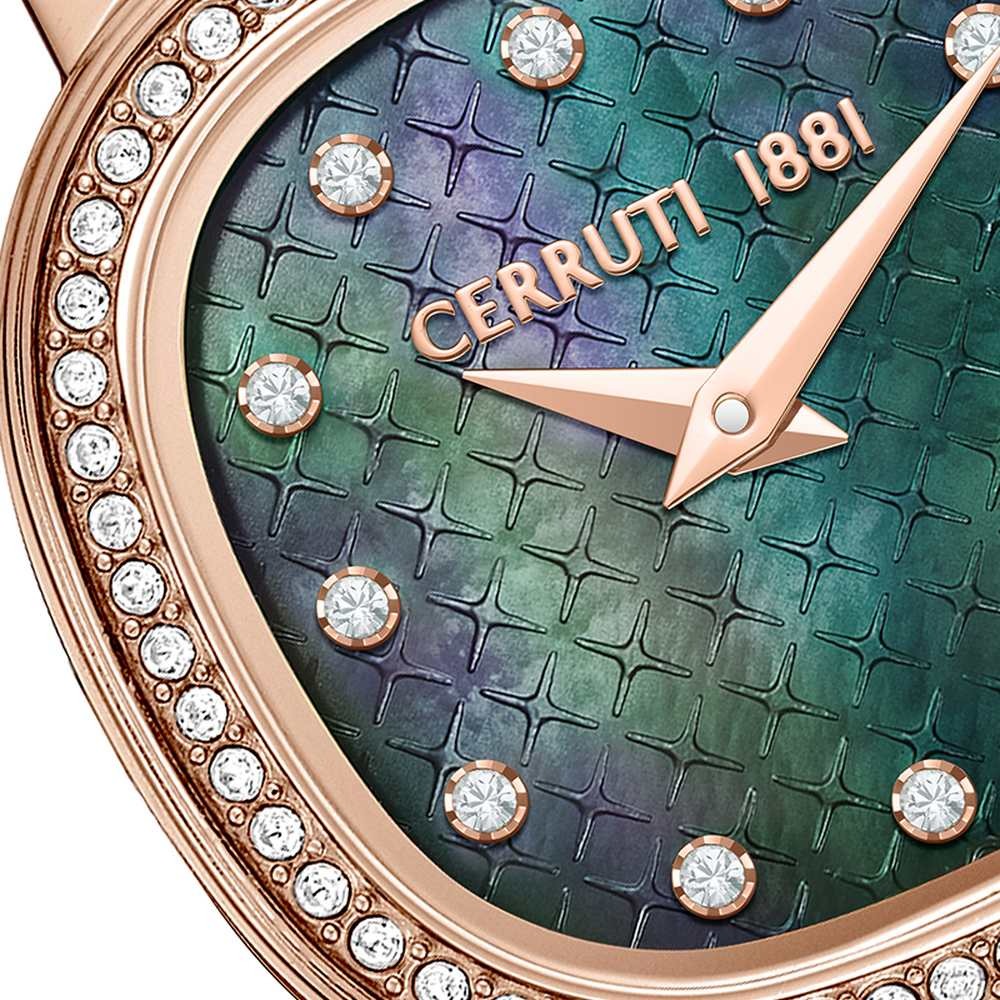 Cerruti 1881 Quartz Analog Black Dial Rose Gold Stainless Steel Strap Watch For Women