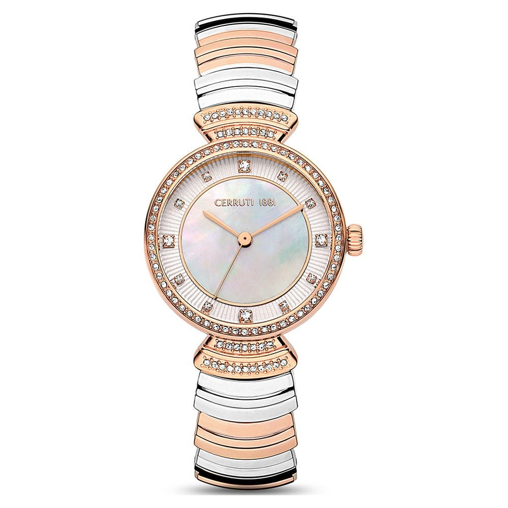 Cerruti 1881 Quartz Analog Mother of Pearl Dial Two Toned Stainless Steel Strap Watch For Women