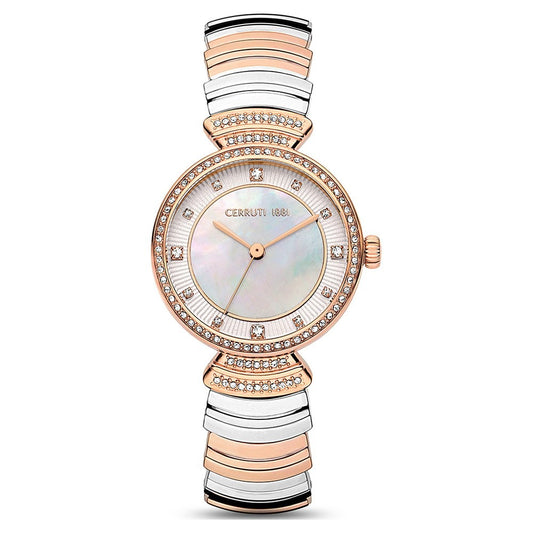 Cerruti 1881 Quartz Analog Mother of Pearl Dial Two Toned Stainless Steel Strap Watch For Women