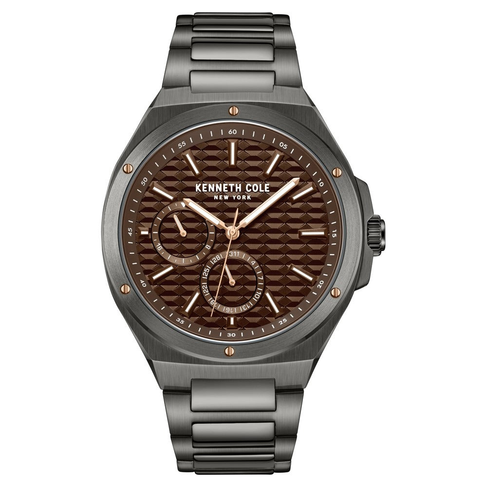 Kenneth Cole Quartz Multifunction Brown Dial Stainless Steel Strap Watch for Men