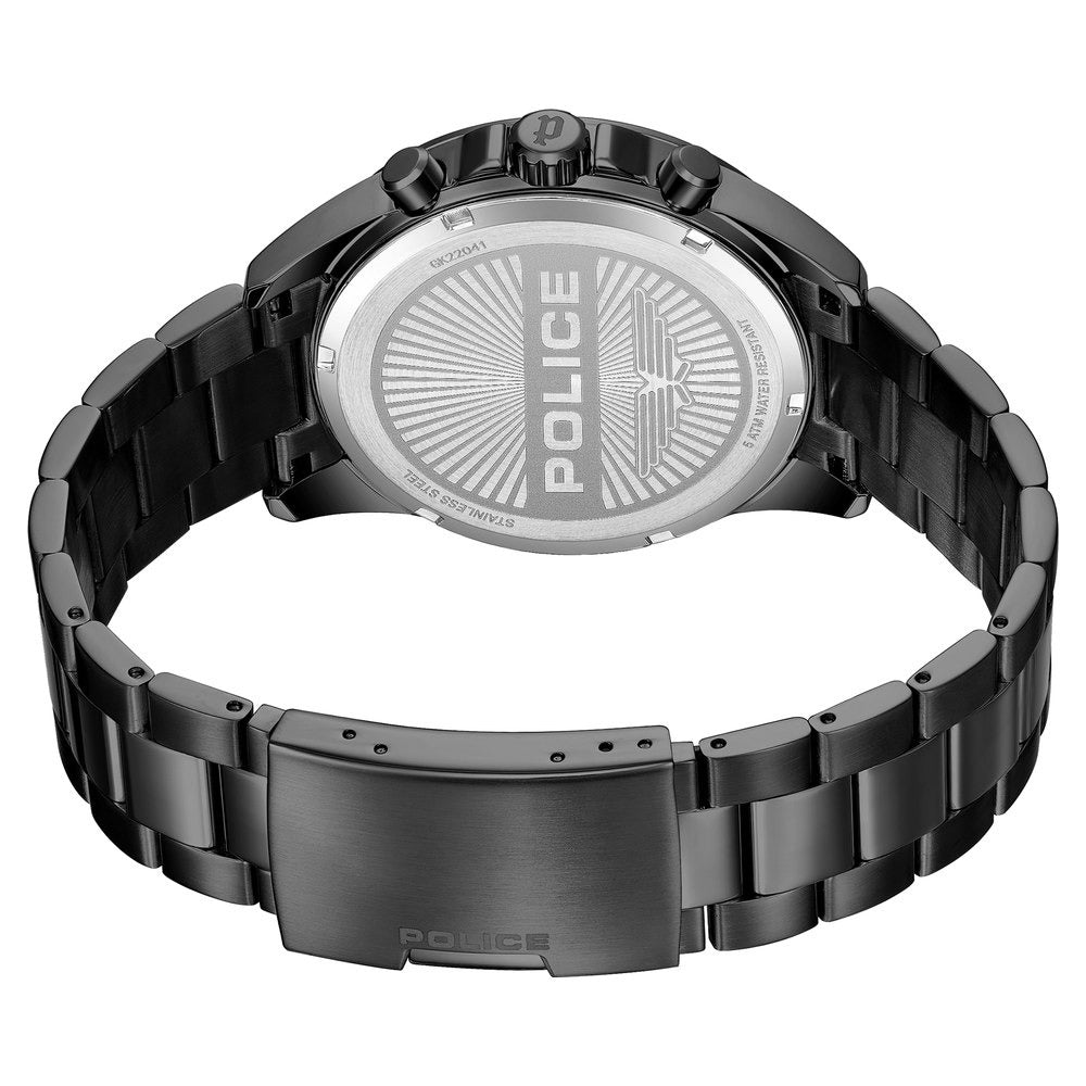 Police Quartz Multifunction Black Dial Black Stainless Steel Strap Watch For Men