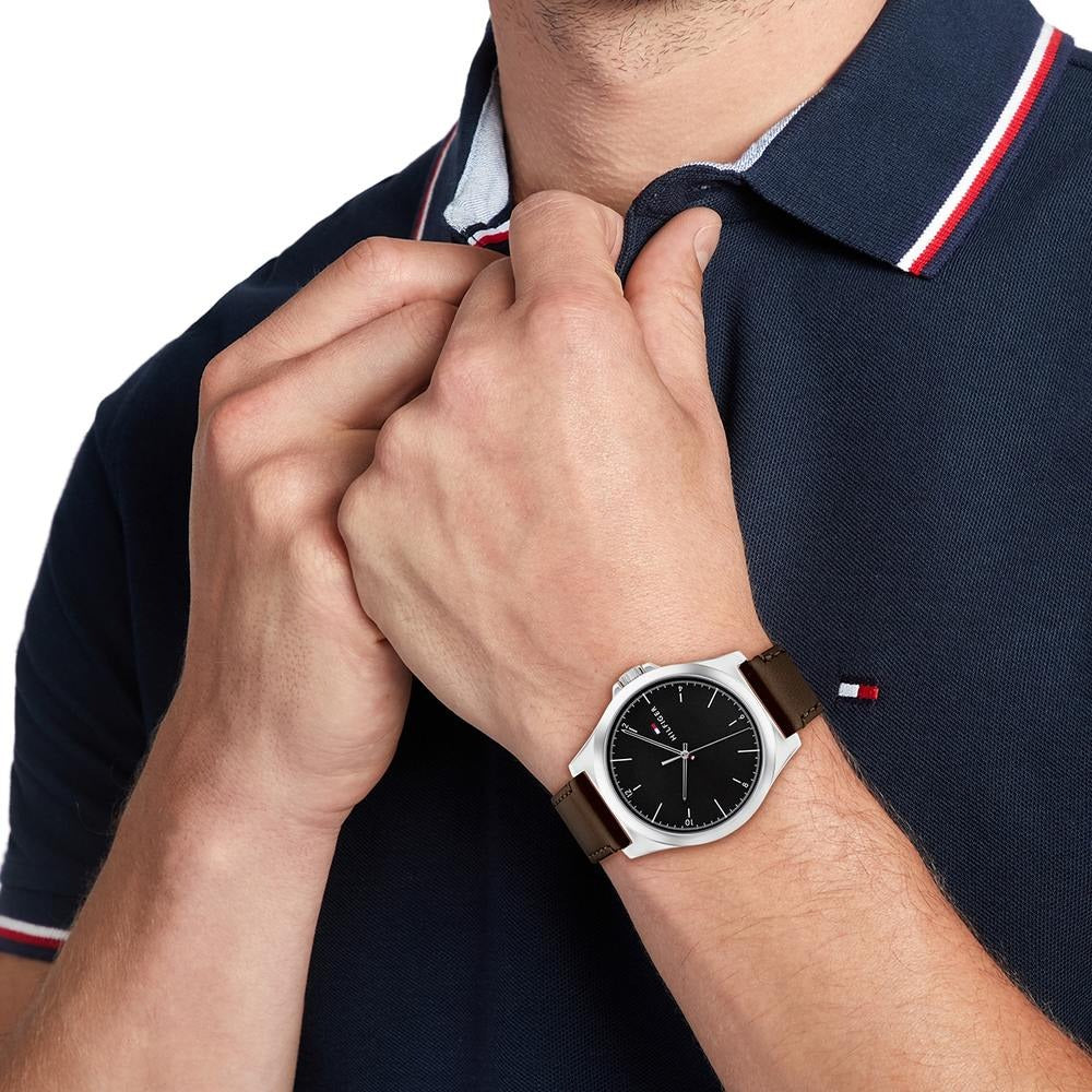 Tommy Hilfiger Quartz Analog Black Leather Strap for Men