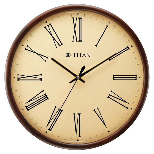 Titan Classic Wooden Wall Clock in Roman Numerals with Silent Sweep - 41.5 cm x 41.5 cm (Large)