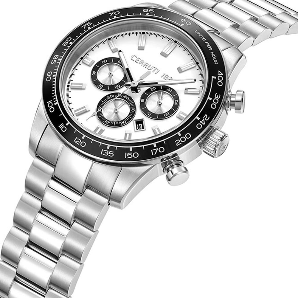 Cerruti 1881 Quartz Chronograph White Dial Stainless Steel Strap Watch for Men