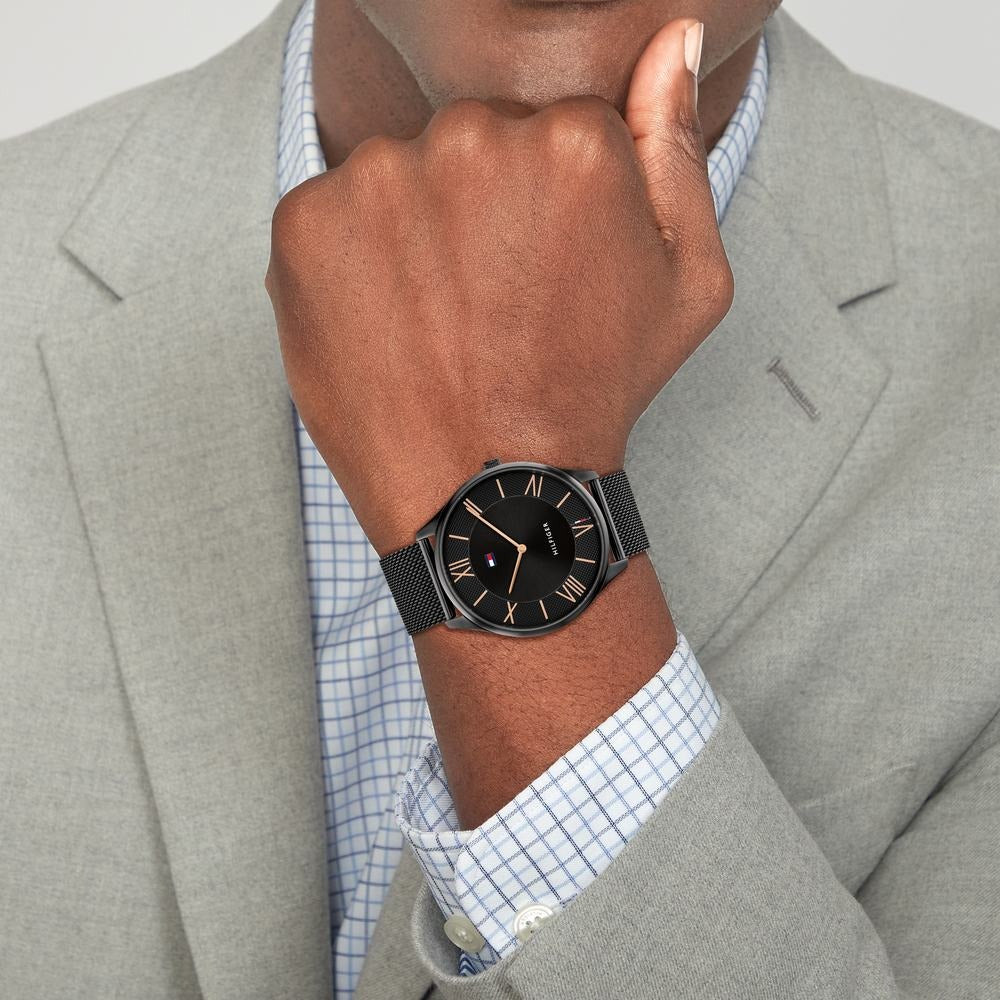 Tommy Hilfiger Black Dial Black Stainless Steel Strap Watch for Men