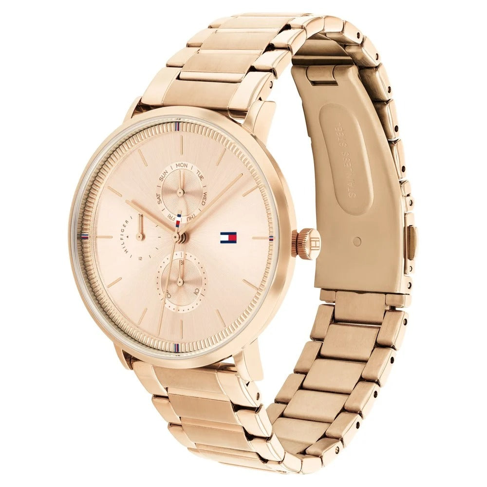 Tommy Hilfiger Quartz Multifunction Rose Gold Dial Stainless Steel Strap Watch for Women