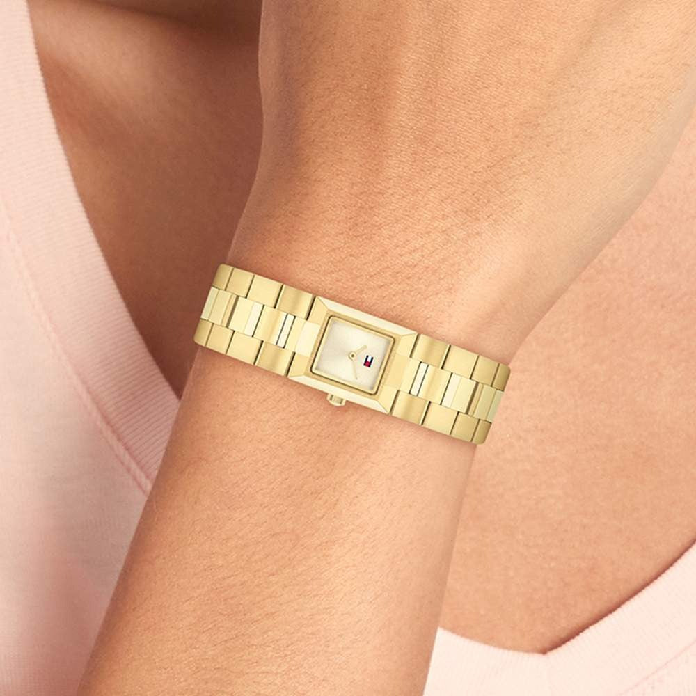 Tommy Hilfiger Quartz Analog Champagne Dial Golden Stainless Steel Strap Watch For Women