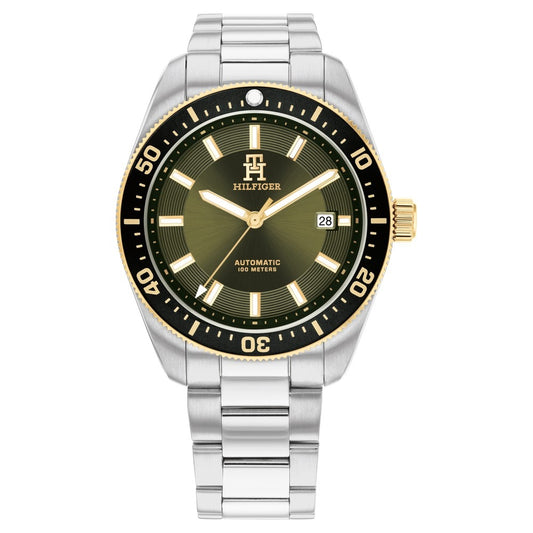 Tommy Hilfiger Automatic Green Dial Silver Color Stainless Steel Strap Watch For Men