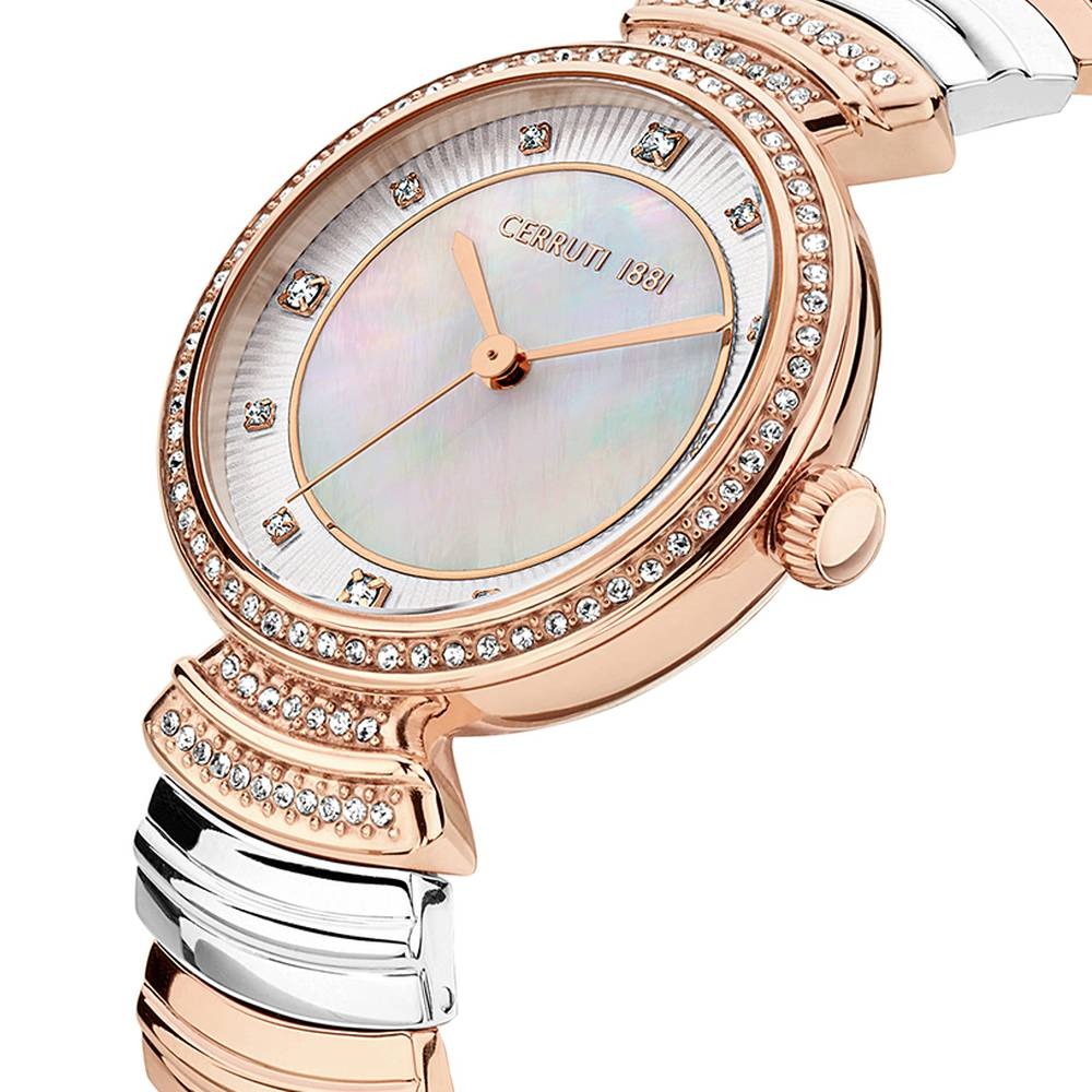 Cerruti 1881 Quartz Analog Mother of Pearl Dial Two Toned Stainless Steel Strap Watch For Women