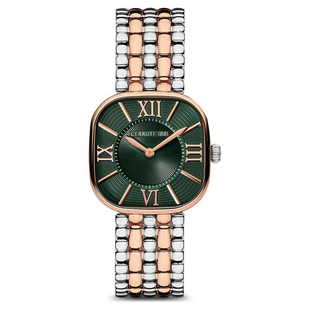 Cerruti 1881 Quartz Analog Green Dial Two Toned Stainless Steel Strap Watch For Women