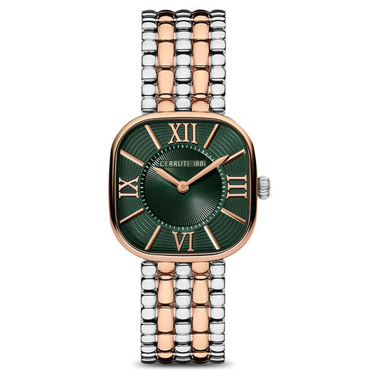 Cerruti 1881 Quartz Analog Green Dial Two Toned Stainless Steel Strap Watch For Women