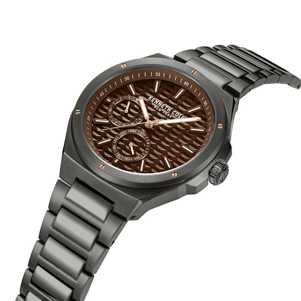 Kenneth Cole Quartz Multifunction Brown Dial Stainless Steel Strap Watch for Men