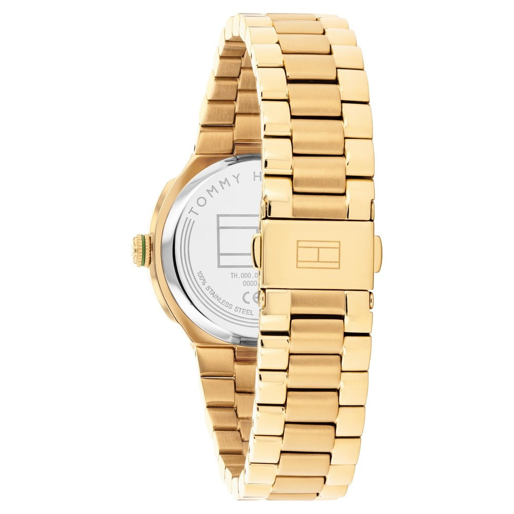 Tommy Hilfiger Quartz Analog Green Dial Golden Stainless Steel Strap Watch For Women