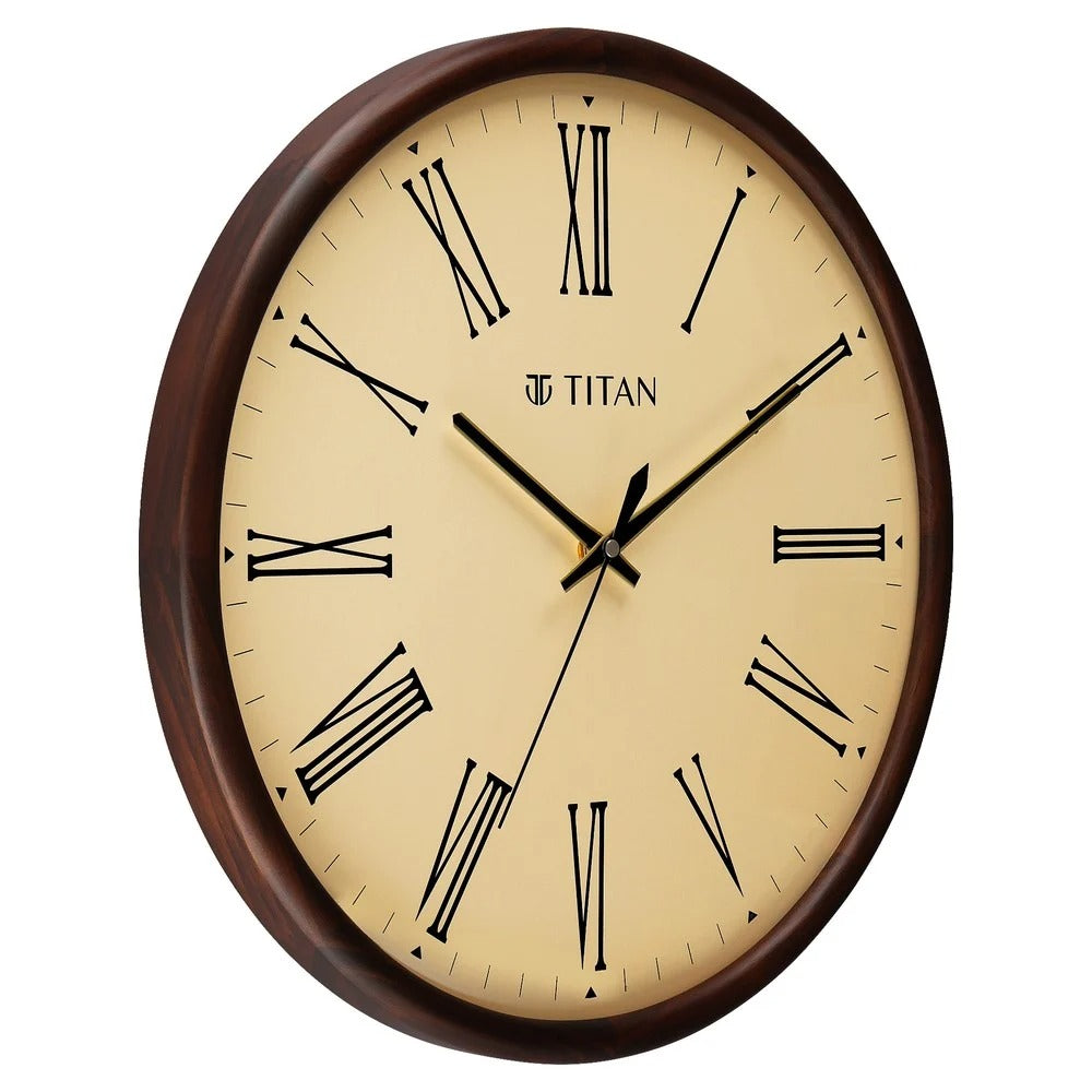 Titan Classic Wooden Wall Clock in Roman Numerals with Silent Sweep - 41.5 cm x 41.5 cm (Large)