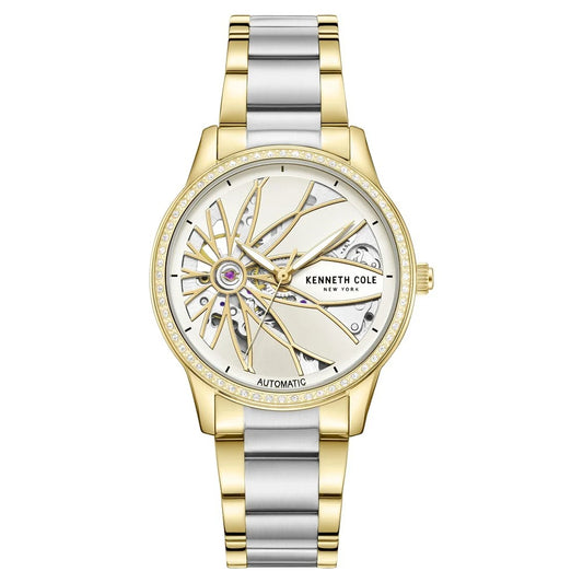 Kenneth Cole Automatic Silver Dial Two Toned Stainless Steel Strap Watch For Women