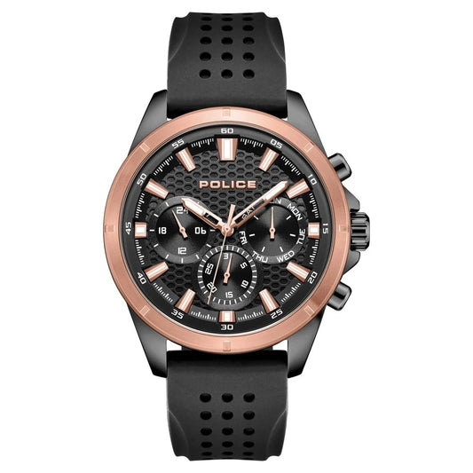 Police Quartz Multifunction Black Dial Black Colour Silicone Strap Watch For Men