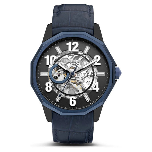 Cerruti 1881 Black Dial Leather Strap Watch for Men