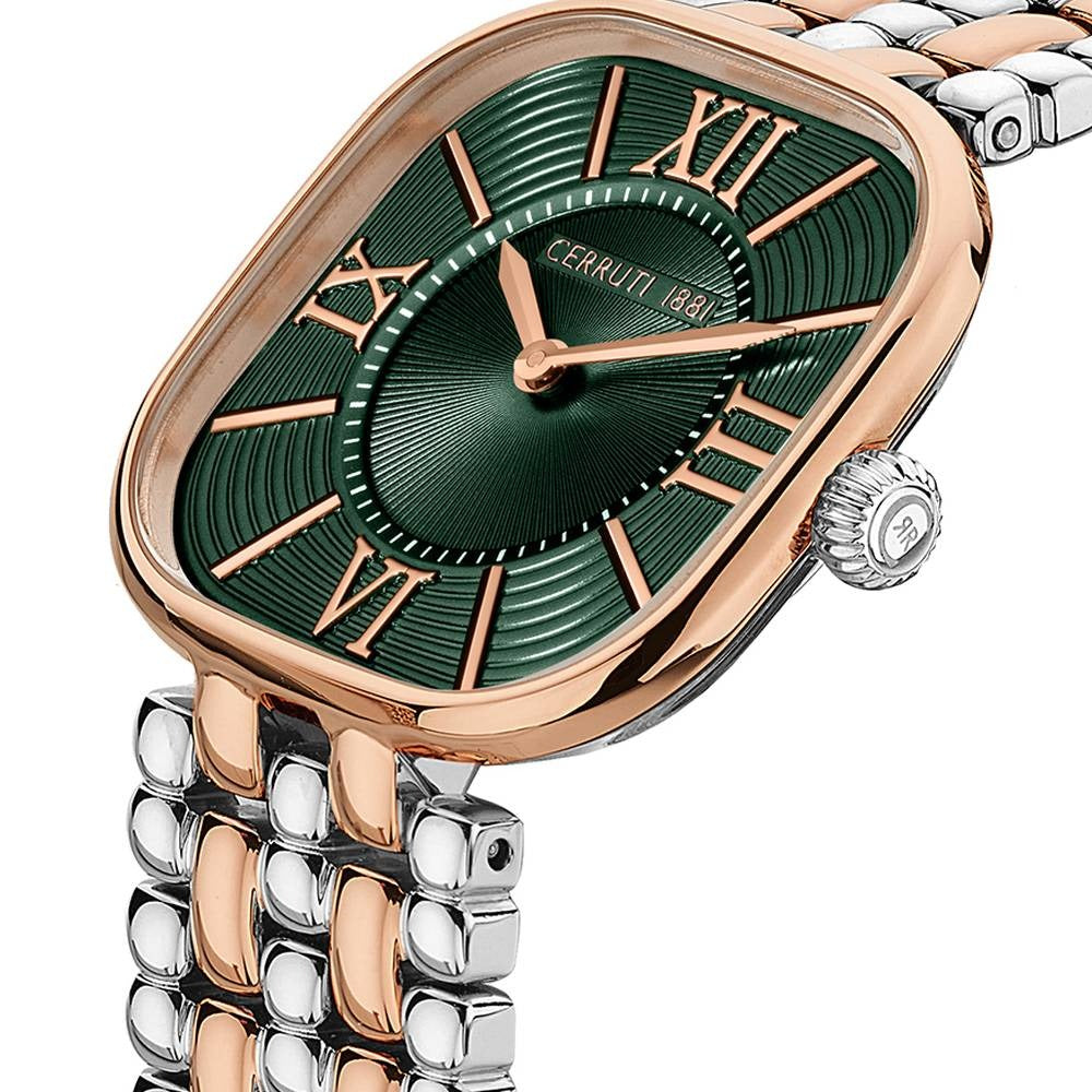 Cerruti 1881 Quartz Analog Green Dial Two Toned Stainless Steel Strap Watch For Women