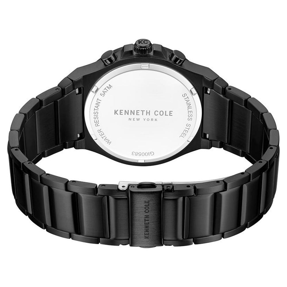 Kenneth Cole Quartz Chronograph Black Dial Black Stainless Steel Strap Watch For Men