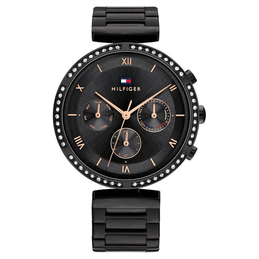 Tommy Hilfiger Quartz Multifunction Black Dial Stainless Steel Strap Watch for Women