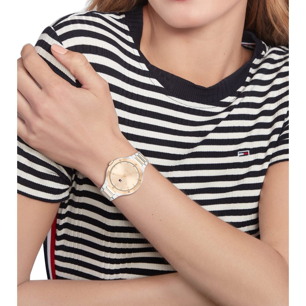 Tommy Hilfiger Quartz Analog Rose Gold Dial Multicoloured Stainless Steel Strap Watch For Women