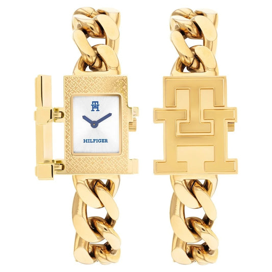 Tommy Hilfiger Quartz Analog Silver Dial Golden Stainless Steel Strap Watch For Women