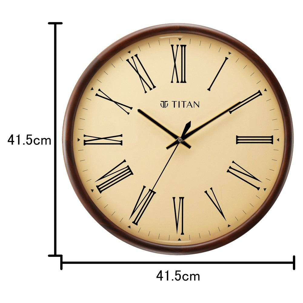 Titan Classic Wooden Wall Clock in Roman Numerals with Silent Sweep - 41.5 cm x 41.5 cm (Large)