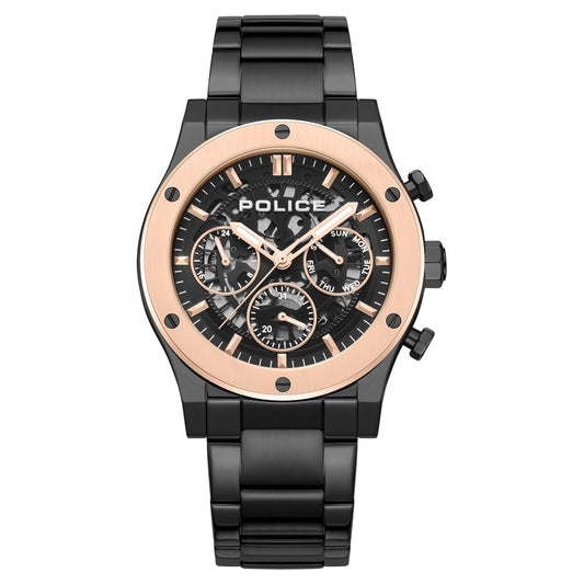 Police Quartz Multifunction Black Dial Black Colour Stainless Steel Strap Watch For Men