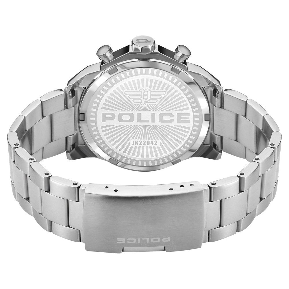 Police Black Dial Silver Strap Multifunction Watch for Men