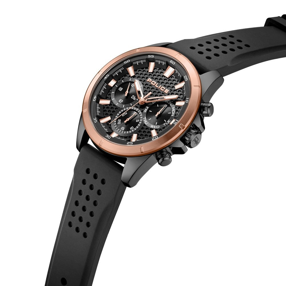 Police Quartz Multifunction Black Dial Black Colour Silicone Strap Watch For Men