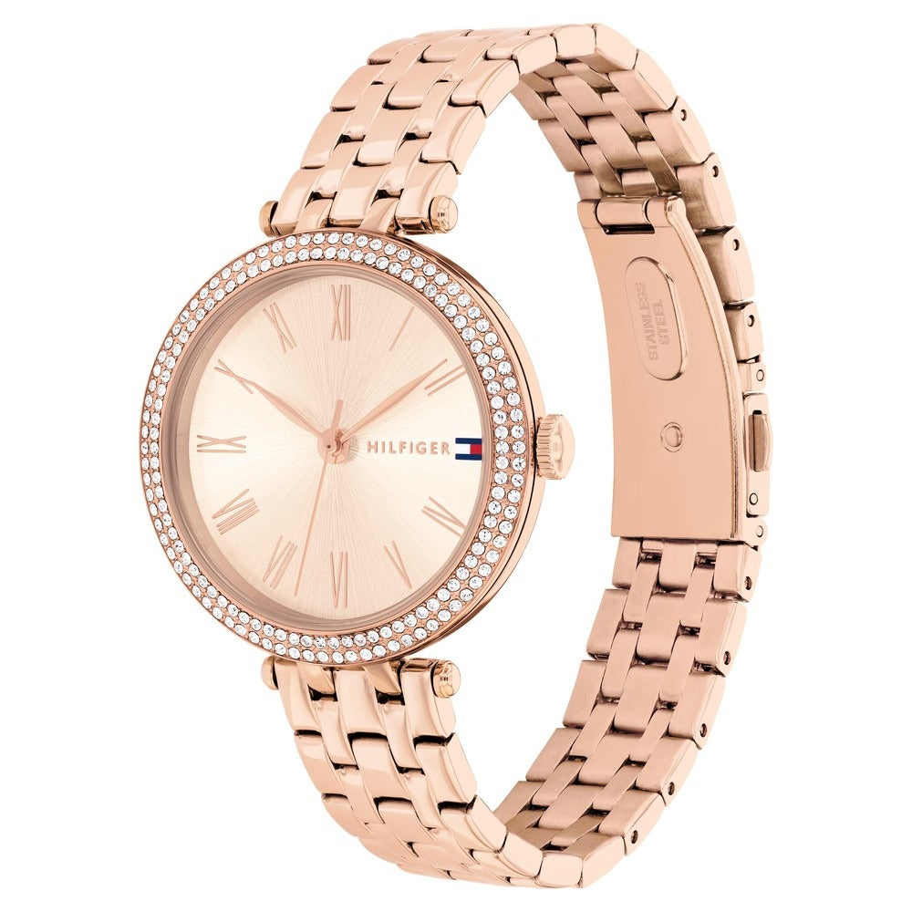 Tommy Hilfiger Quartz Analog Rose Gold Round Dial Rose Gold Stainless Steel Strap Watch For Women