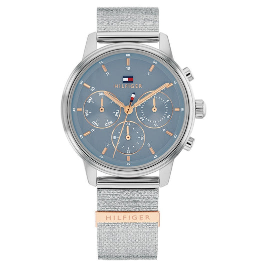 Tommy Hilfiger Quartz Multifunction Blue Dial Rose Gold Stainless Steel Strap Watch For Women