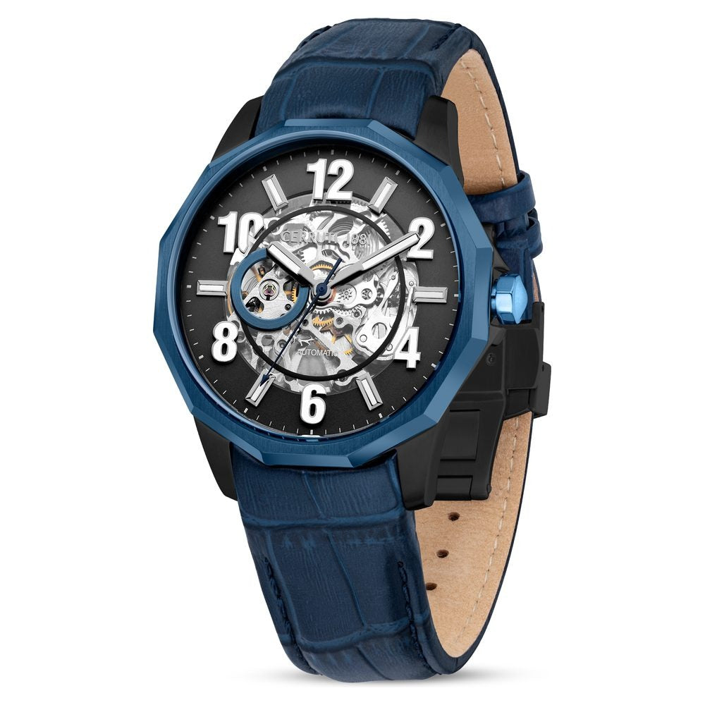 Cerruti 1881 Black Dial Leather Strap Watch for Men