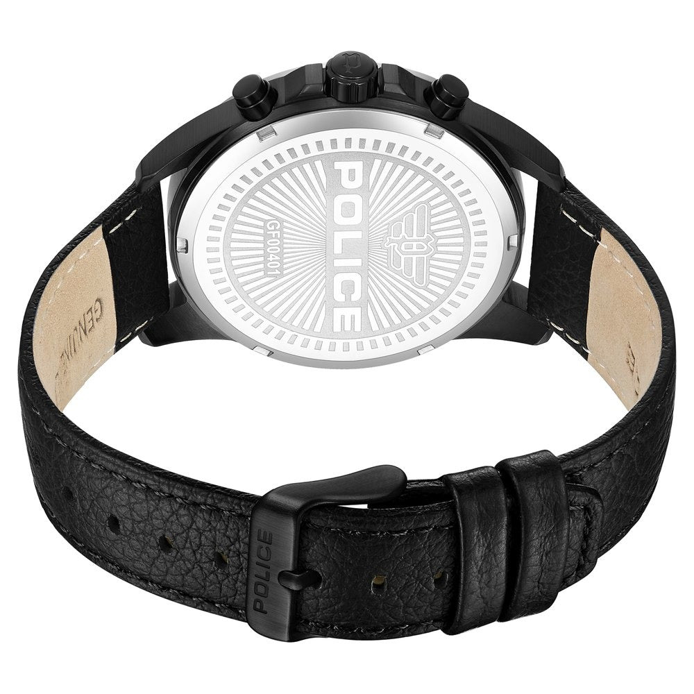 Police Quartz Multifunction Green Dial Black Leather Strap Watch for Men