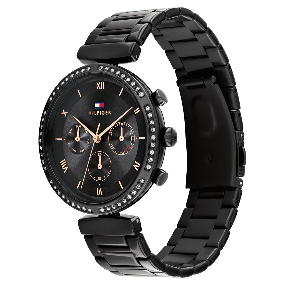 Tommy Hilfiger Quartz Multifunction Black Dial Stainless Steel Strap Watch for Women