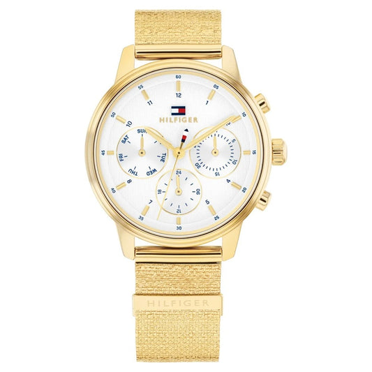 Tommy Hilfiger Quartz Multifunction Silver Dial Golden Stainless Steel Strap Watch For Men