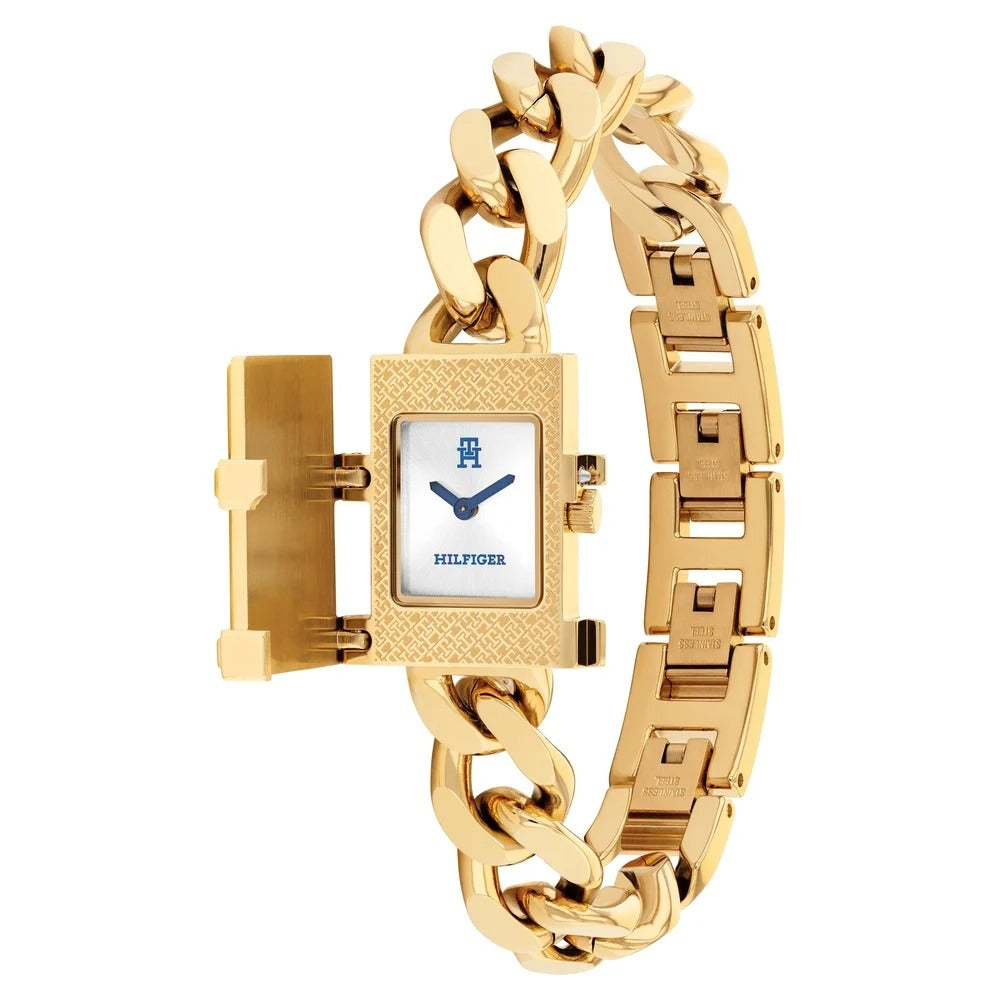 Tommy Hilfiger Quartz Analog Silver Dial Golden Stainless Steel Strap Watch For Women